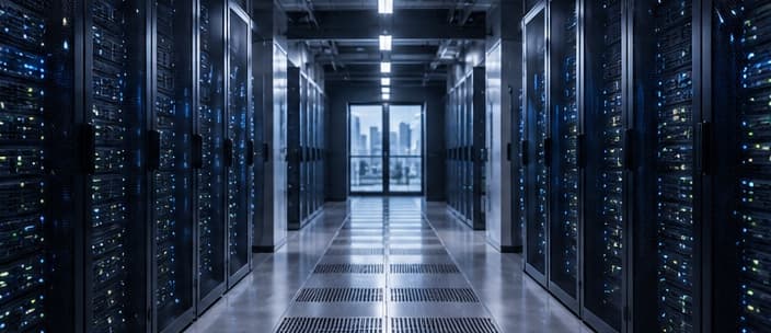 Server racks lining a data centre aisle